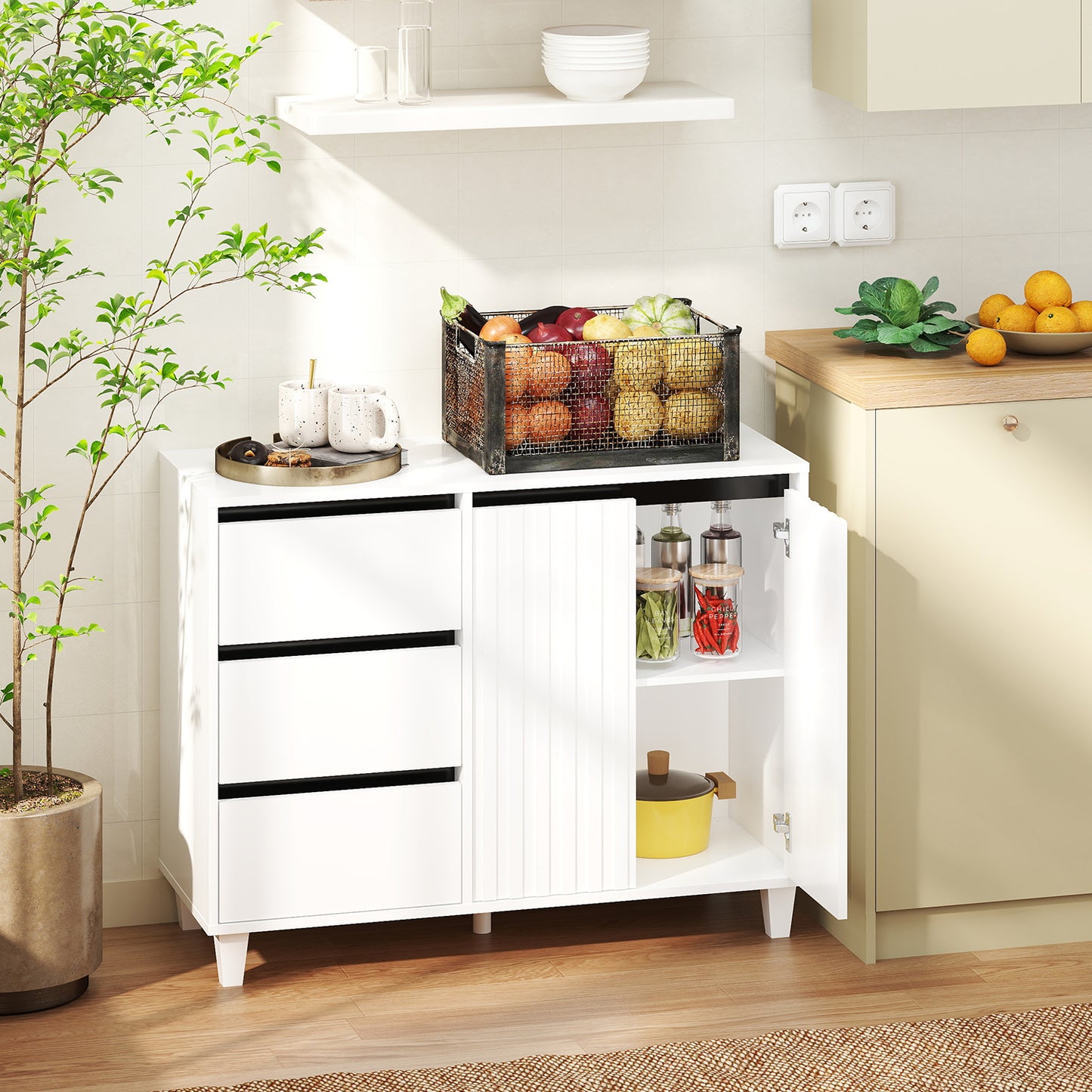 Buffet Sideboard Cabinet White (#FDB-0101)