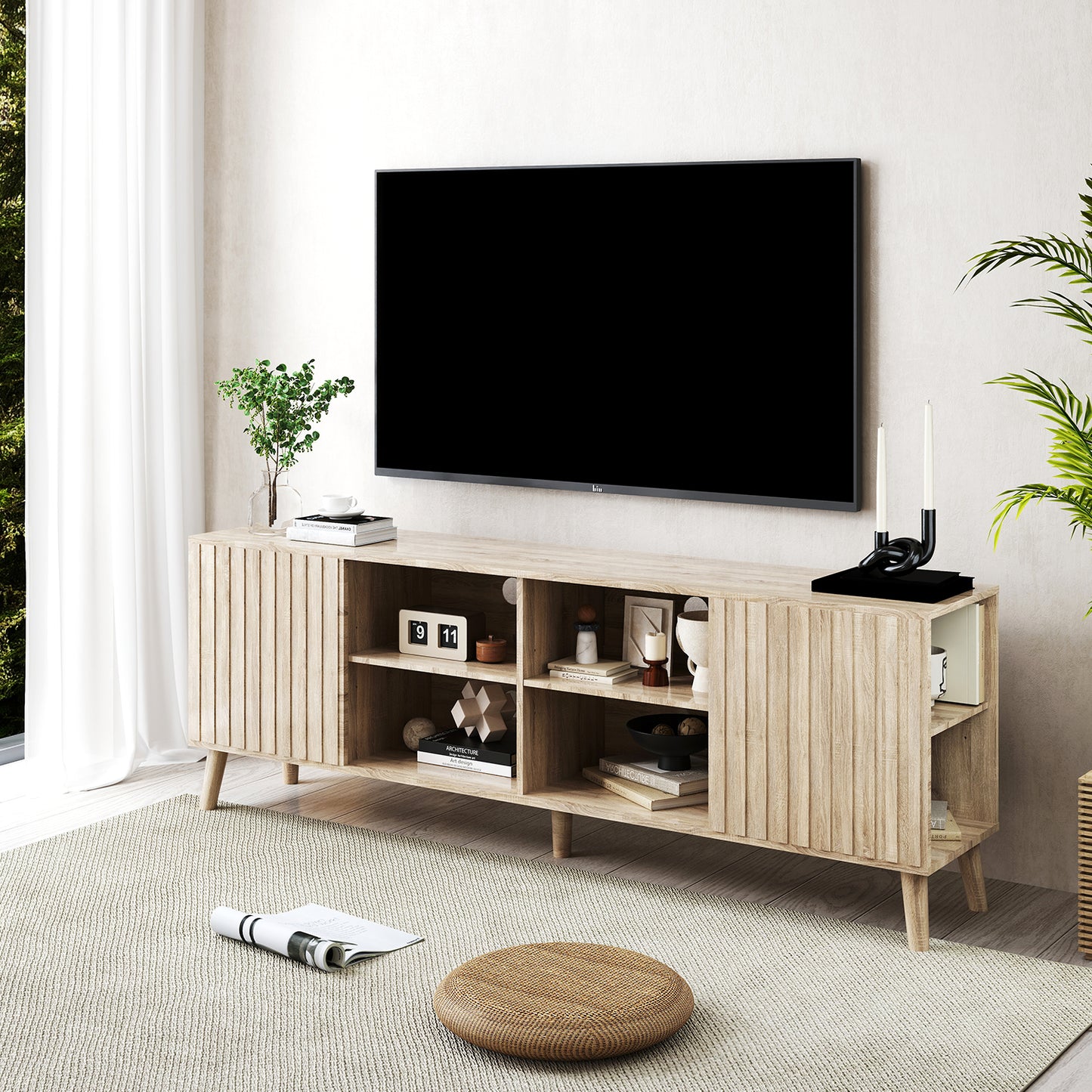 Modern Mid-Century TV-Stand Oak (#FLV-0101)