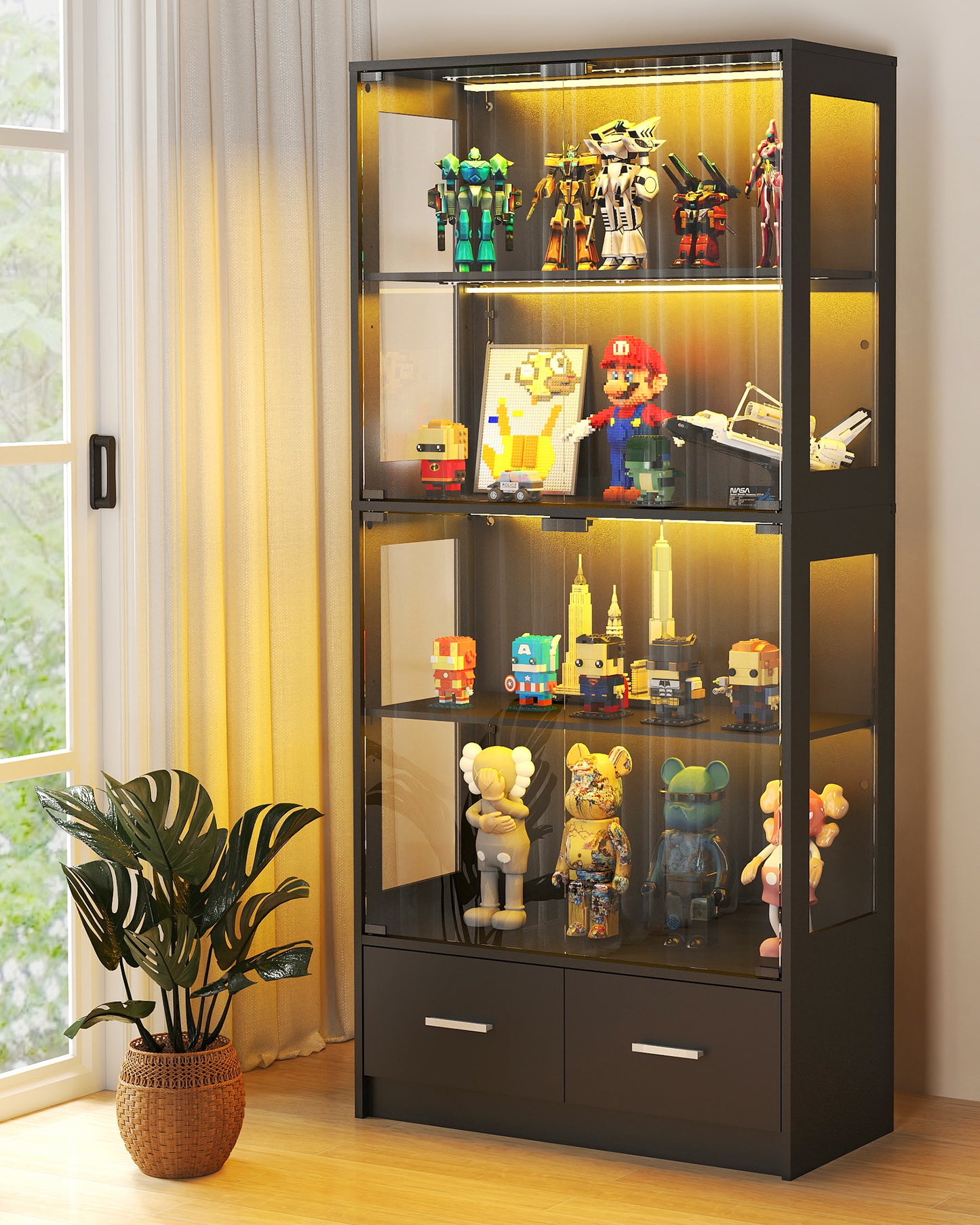 Display Cabinet with Glass Doors Black (#FLA-0101)