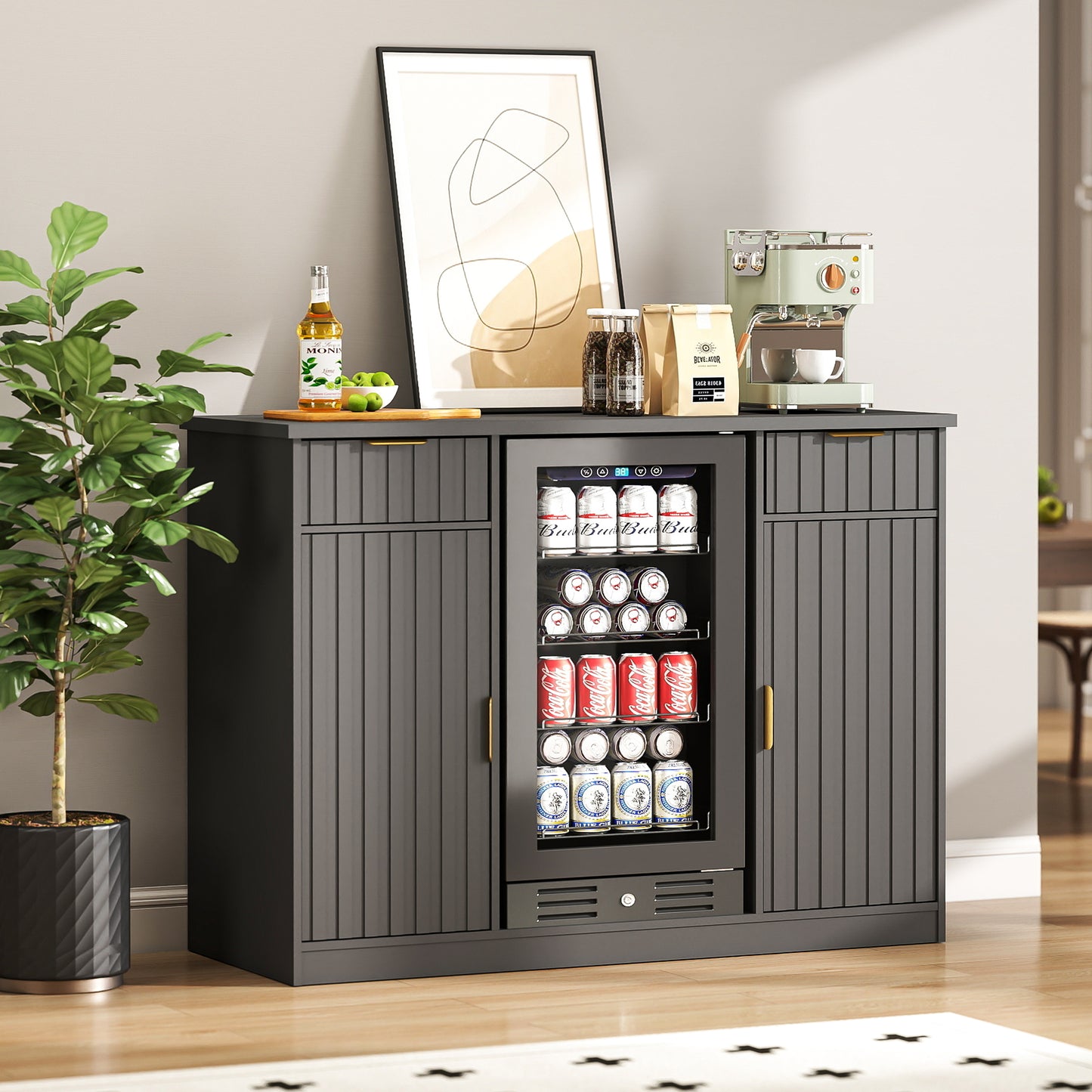 Cabinet with Fridge Space Black (FDF-0101)