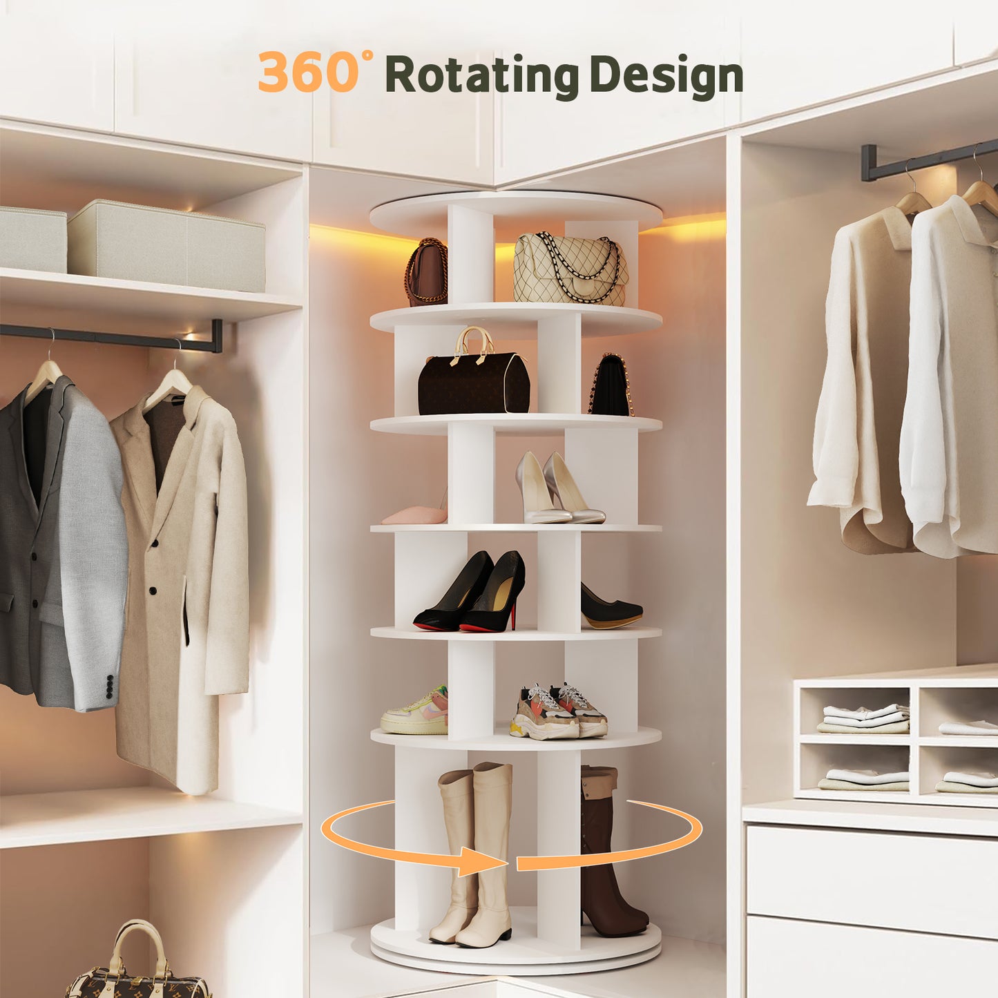 Rotating Shoe Rack Tower 6-Tier (#FLS-0103)