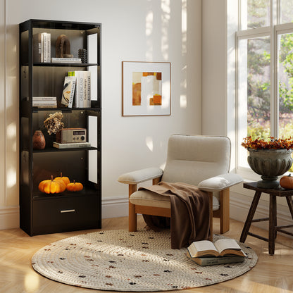 Display Cabinet with 1 Drawer Black (#FLA-0107)