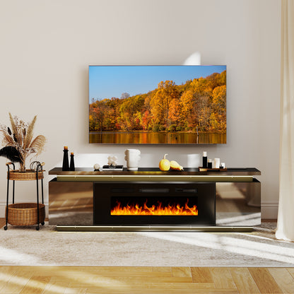 Modern TV Stand with Fireplace Black (#FLV-0117)