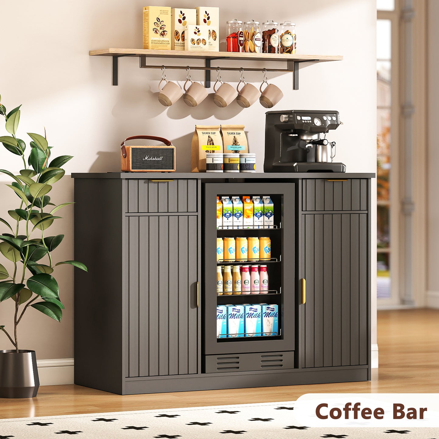 Cabinet with Fridge Space Black (FDF-0101)