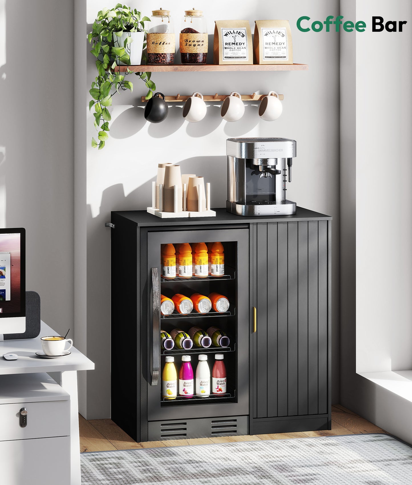 Cabinet with Fridge Space Black (FDF-0102)