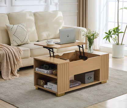 Fluted Lift Top Coffee Table Oak (#FLC-0301)