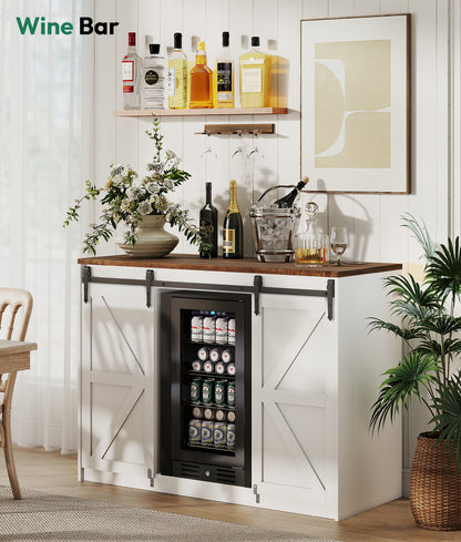 Farmhouse Coffee Bar Cabinet with Fridge Space White (FDF-0201)