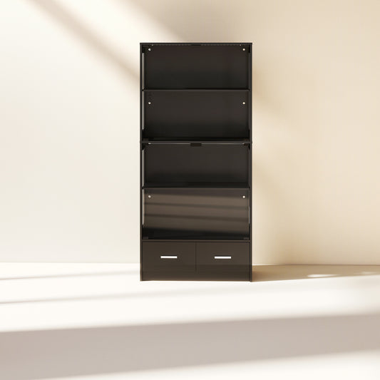 Display Cabinet with Glass Doors Black (#ICD-004)