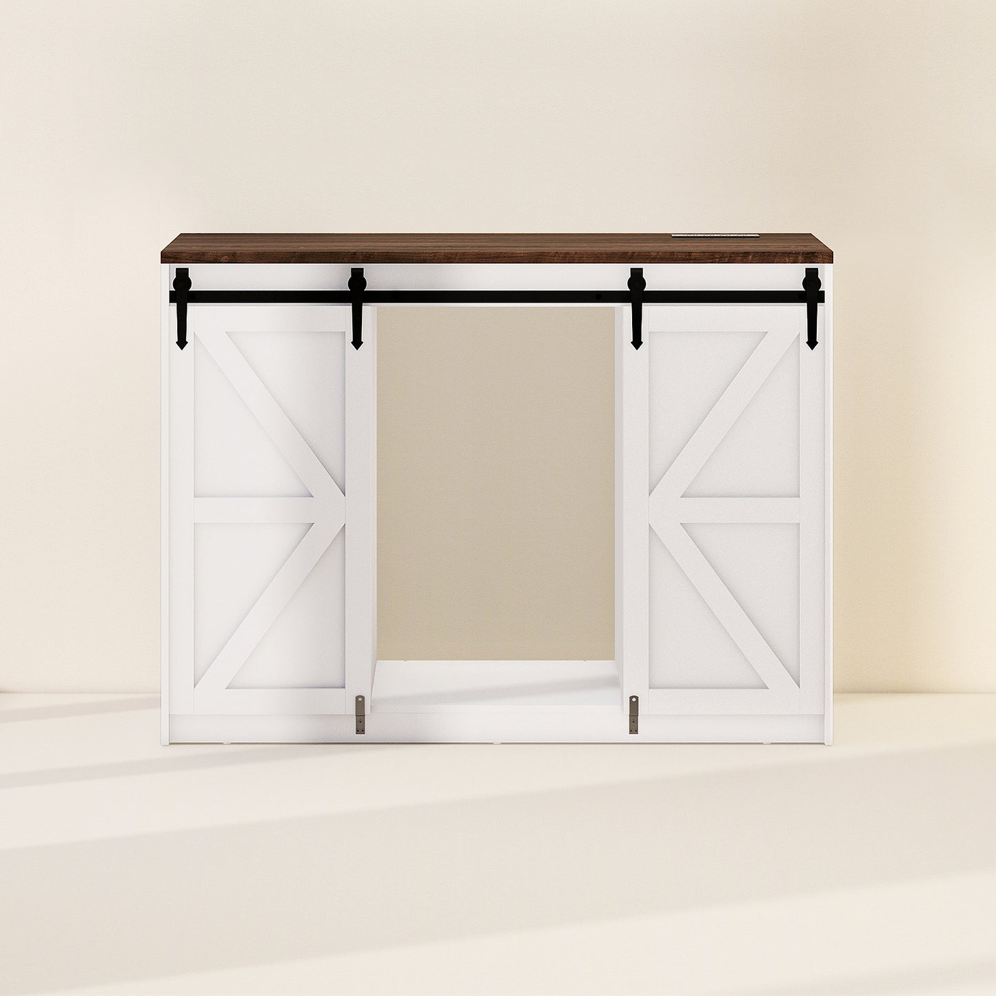 Farmhouse Coffee Bar Cabinet with Fridge Space White (FDF-0201)