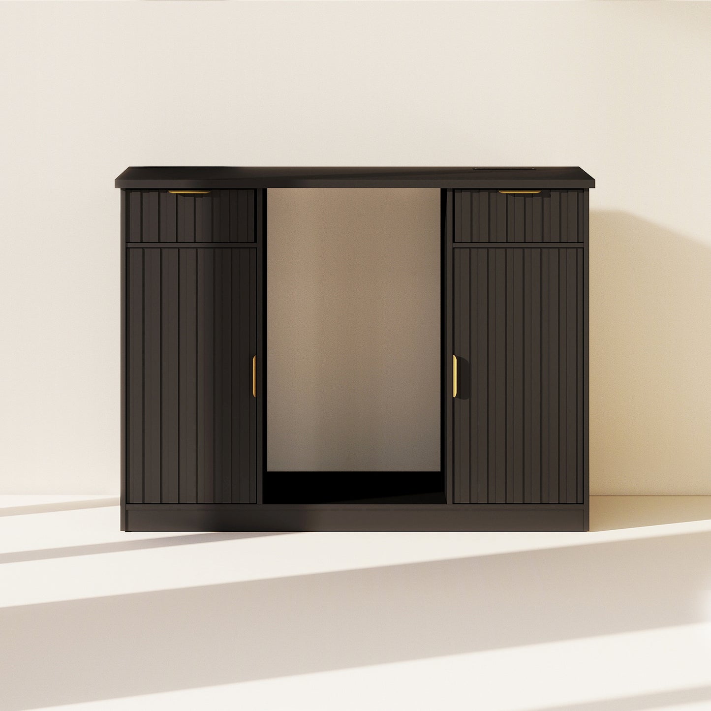 Cabinet with Fridge Space Black (FDF-0101)