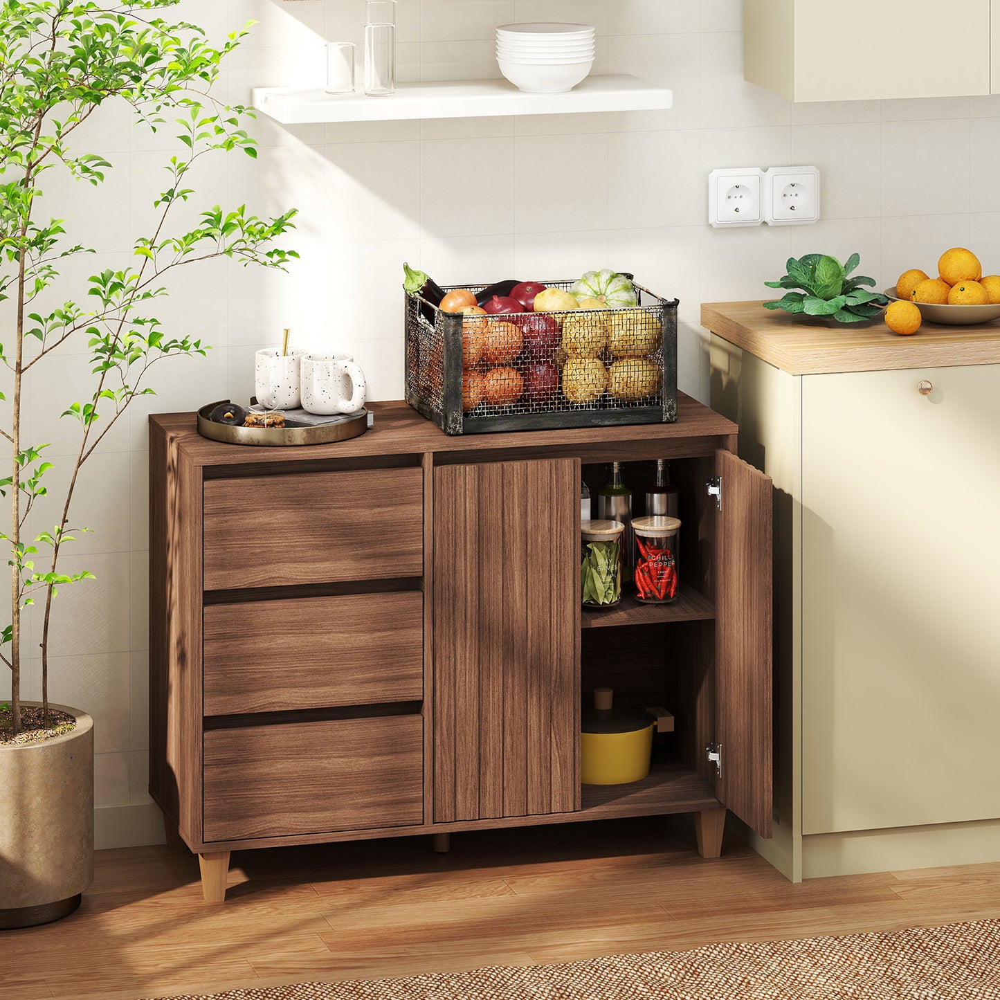 Buffet Sideboard Cabinet Walnut (#FDB-0101)