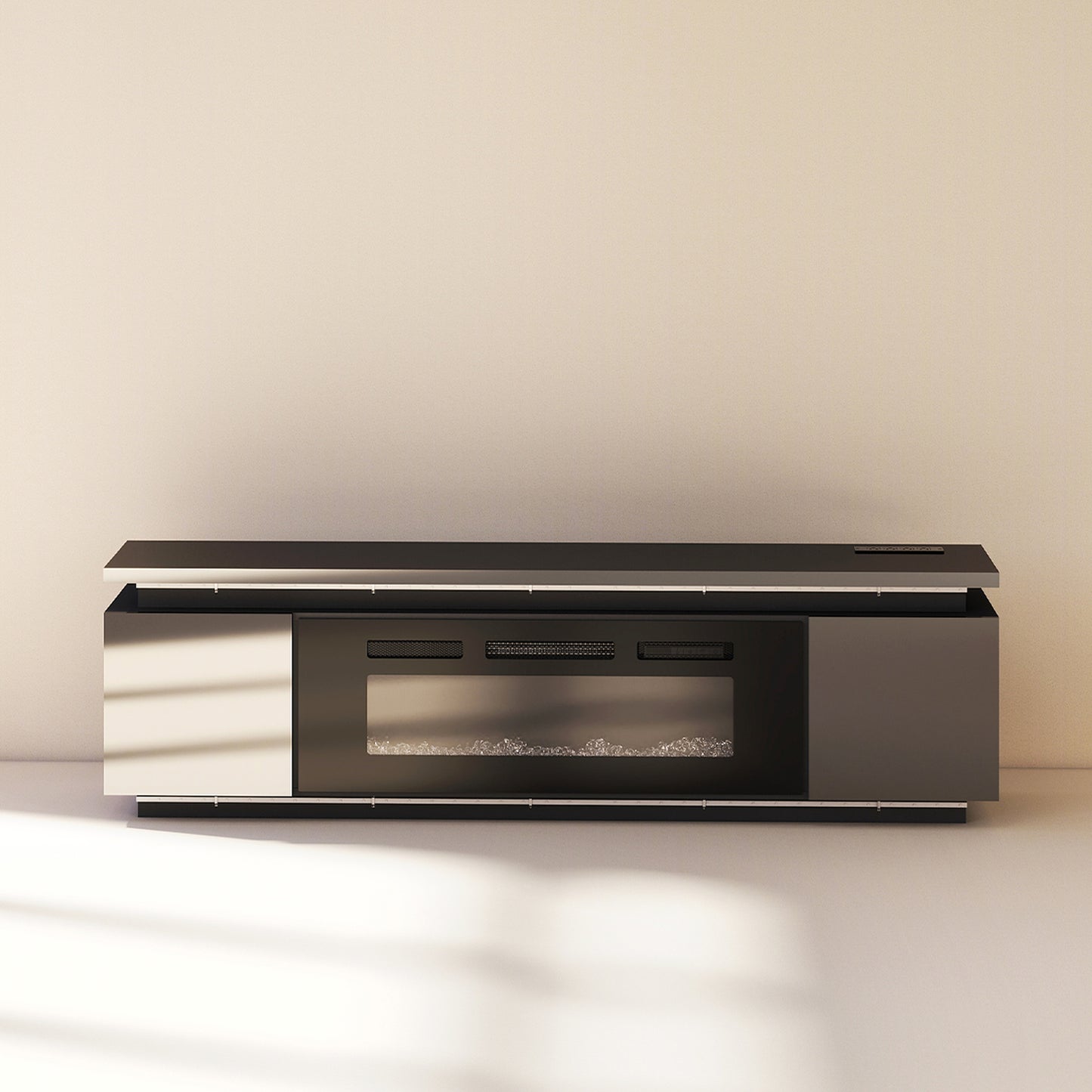 Modern TV Stand with Fireplace Black (#FLV-0117)